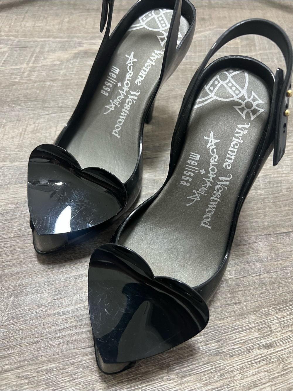 [Vivienne Westwood Anglomania Melissa] Black Heart Slingback Pumps